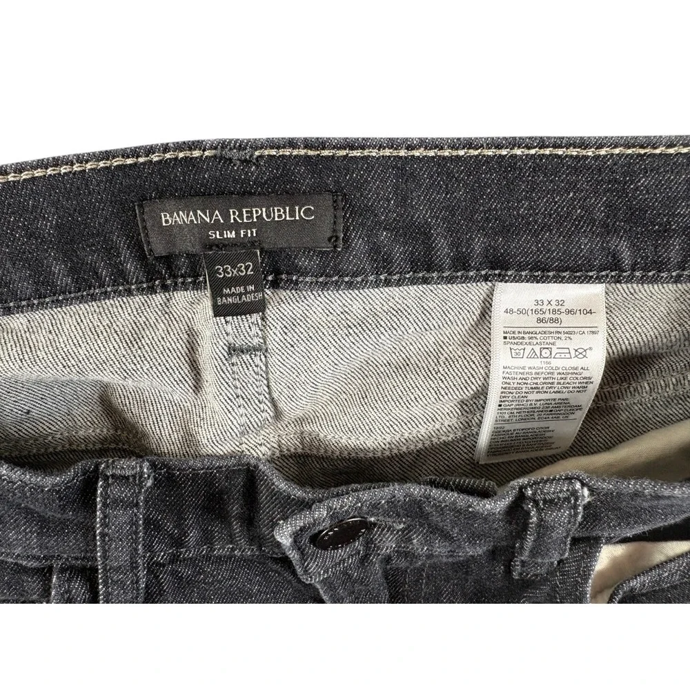 Banana Republic Slim Fit Jeans Mens 33x32 Blue Black Cotton Stretch Straight Leg